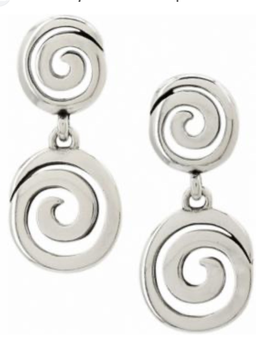 Vertigo Post Vibe Statement Drop Earrings silver double swirl pierced Uzumaki - Picture 2 of 8